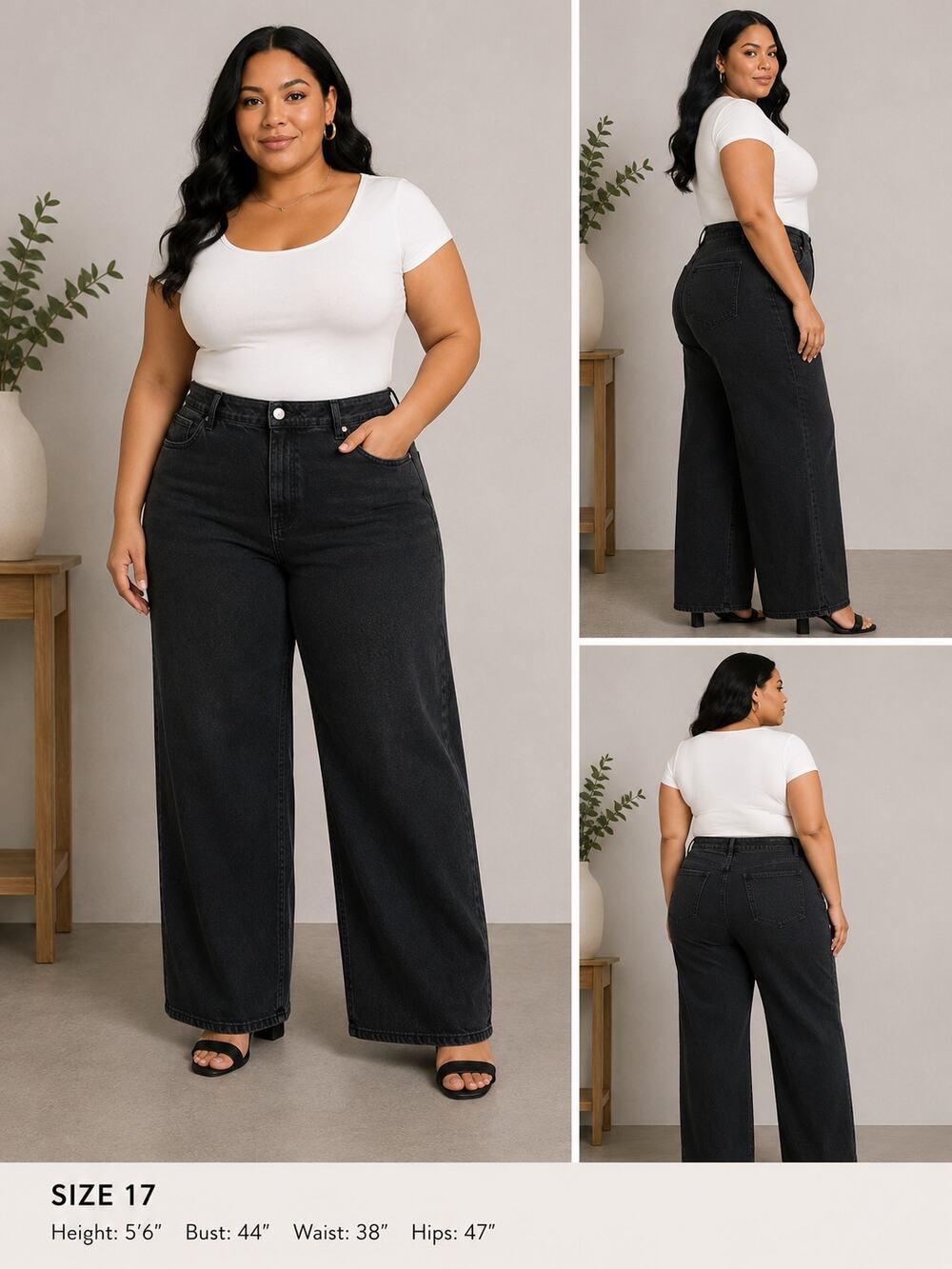 Universal Thread Sailor Wide Leg Jeans Women's Size 17 Long Black High Rise NWT